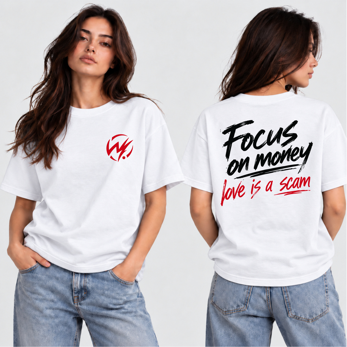 Focus on Money, Love Is a Scam Graphic T-Shirt