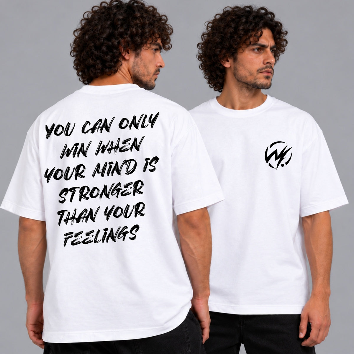 Mind Over Feelings – Motivational Graphic T-Shirt | White Streetwear Tee