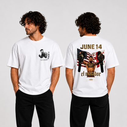 Ilia Topuria "Champion of June 14" T-Shirt Block – White Edition