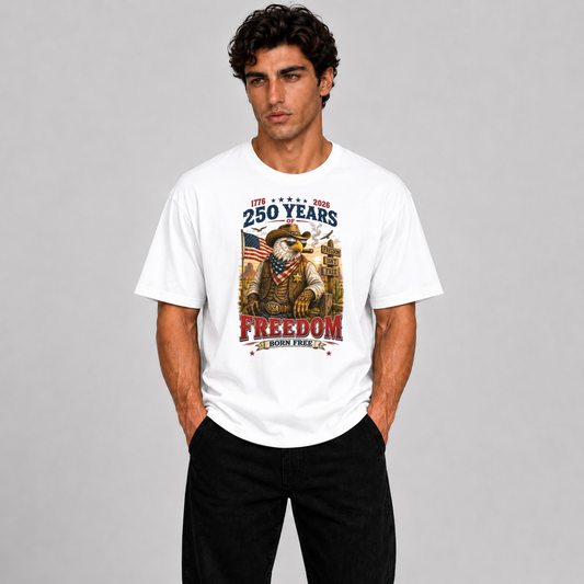 USA 250 Years Freedom Eagle T-Shirt block– Patriotic American Graphic Tee for Men (1776-2026)