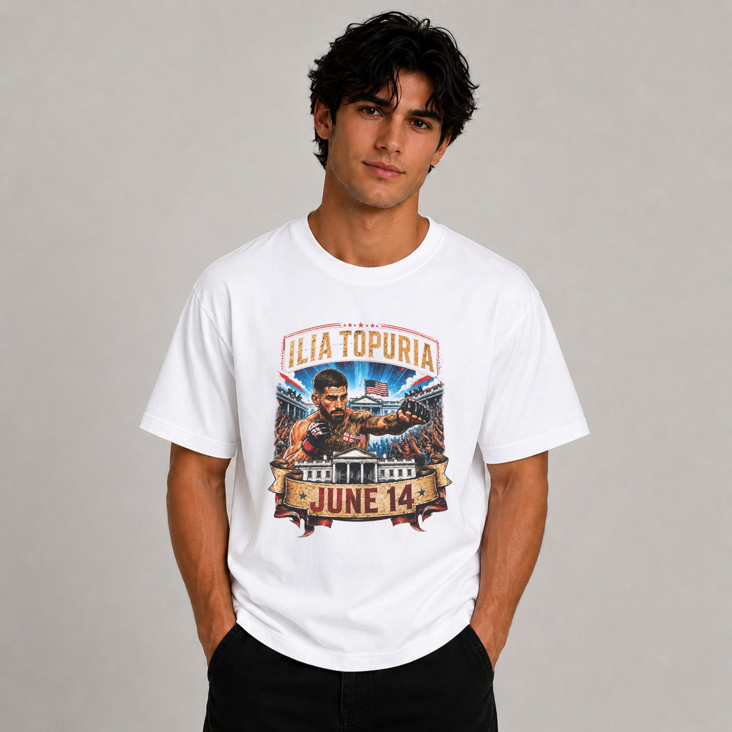 Ilia Topuria "June 14" T-Shirt – Premium Edition white