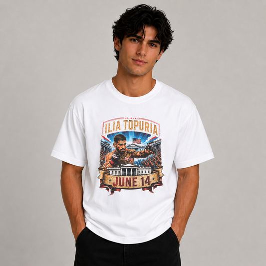 Ilia Topuria "June 14" T-Shirt – Premium Edition white