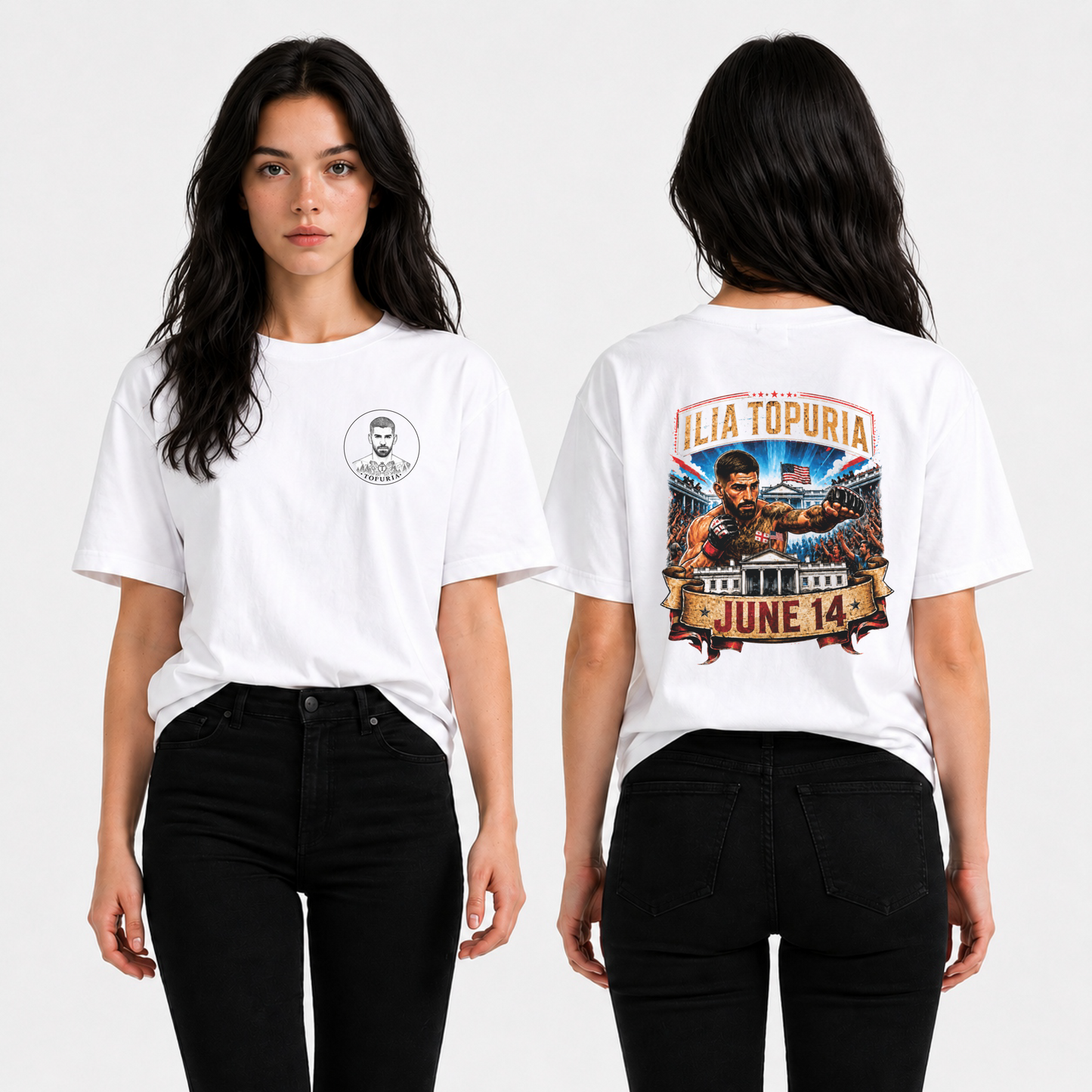 Girl T shirt Block 2 Topuria MMA White House