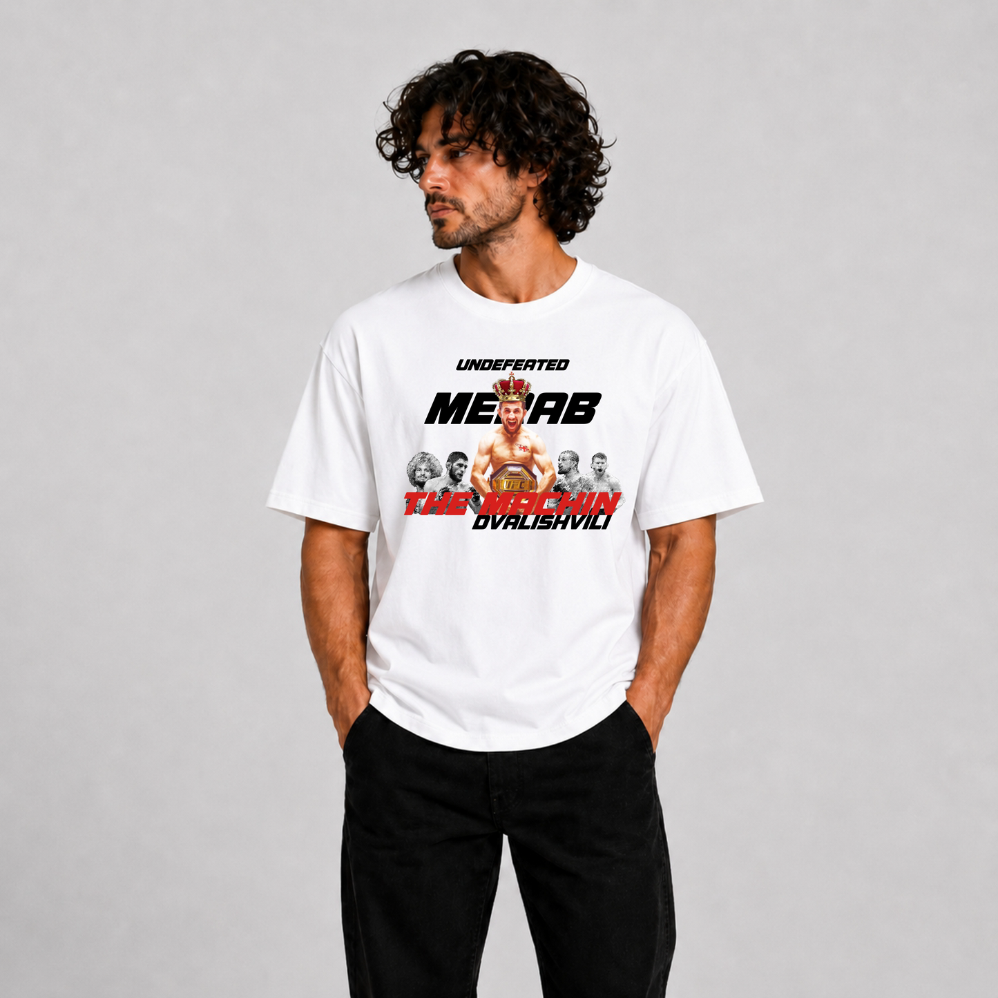 Merab Dvalishvili "The Machine" Undefeated Premium Graphic T-Shirt – Champion Edition