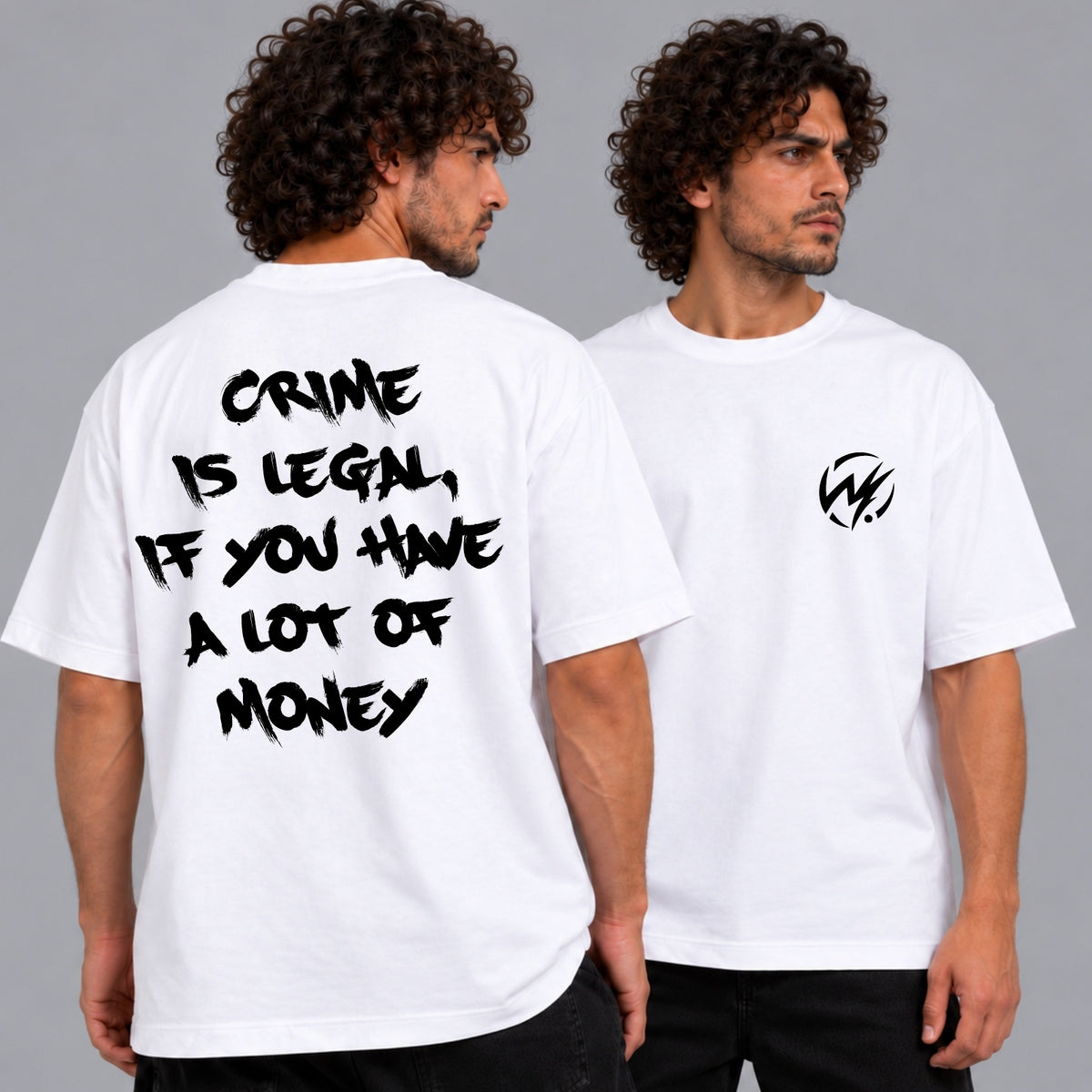 Crime Is Legal White Graphic T-Shirt