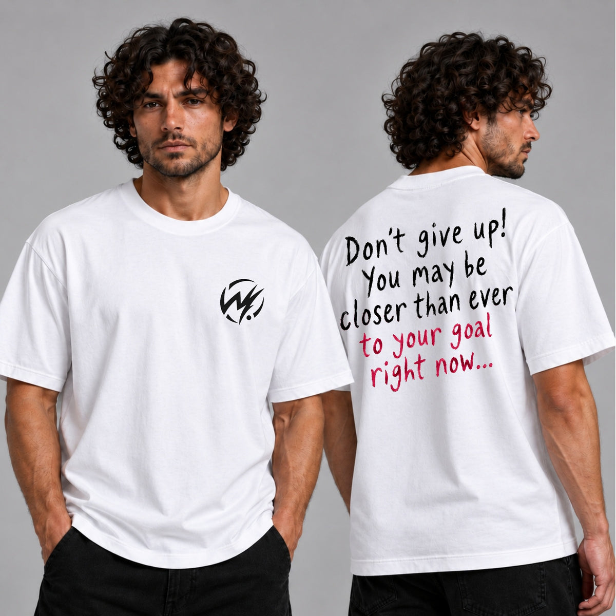 Don't Give Up – Motivational Quote Graphic T-Shirt | White Streetwear Tee