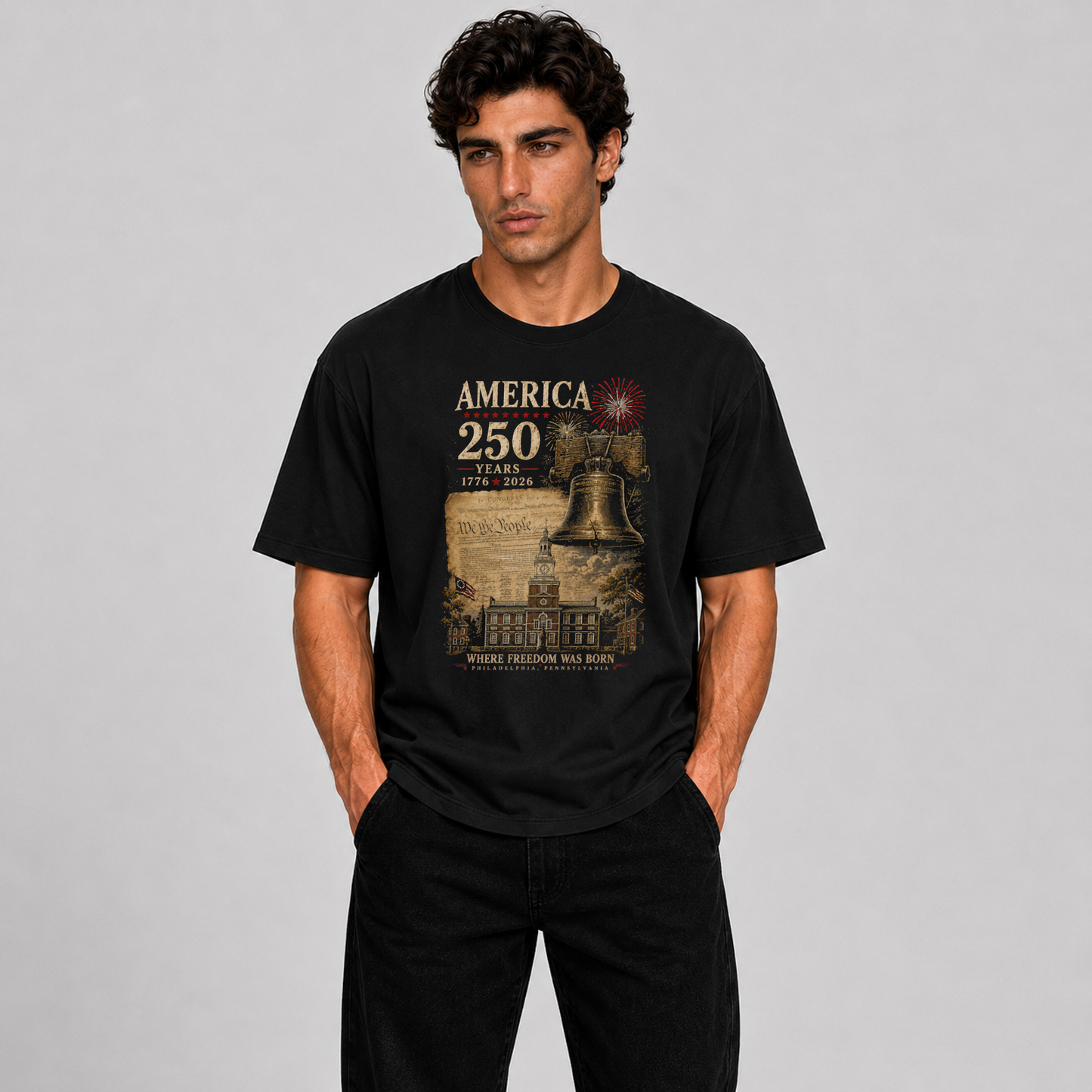 America 250 Liberty Bell T-Shirt – 1776–2026 Patriotic Independence Hall Graphic Tee