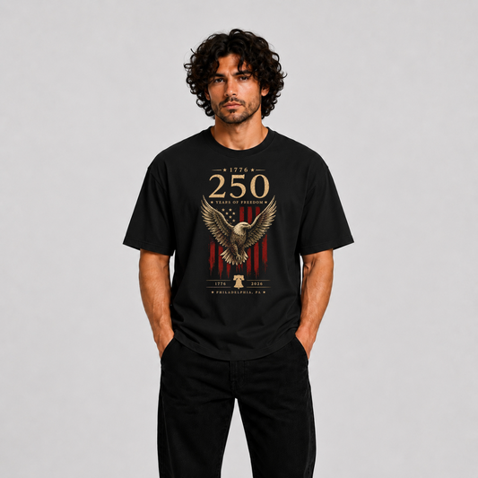 America 250 Eagle T-Shirt block – 1776–2026 Patriotic Bald Eagle Graphic Tee | Premium Unisex Shirt
