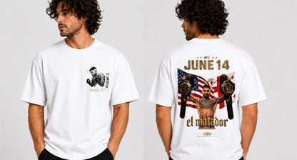 Ilia Topuria "Champion of June 14" Oversized T-Shirt – White Edition